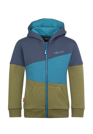 TROLLKIDS, KIDS ALESUND SWEATER UNISEX - Zip-up sweatshirt - mystic blue/dark marine/pine green