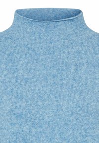 Hellblauer Rollkragenspullover aus einem weichen, strukturierten Strick. Verfügt über einen hohen Kragen und eine glatte Oberfläche, ideal zum Layering.