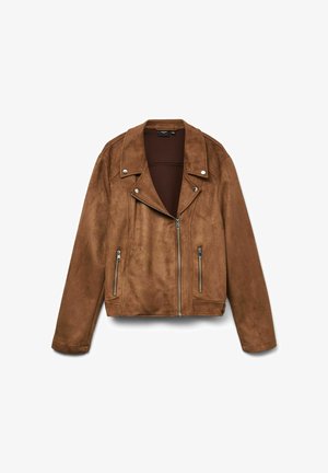 Vero Moda Curve, VMCJOSE SHORT JACKET NOOS CUR - Imiteret læderjakke - cognac