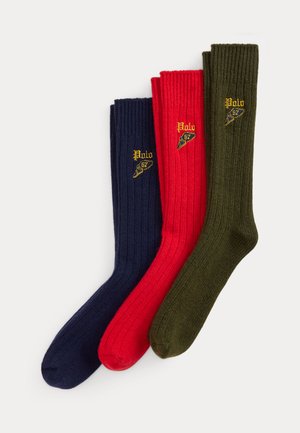 Polo Ralph Lauren, RIBBED WOOL-BLEND BOOT SOCK 3-PACK - Чорапи - dark blue/red/dark green