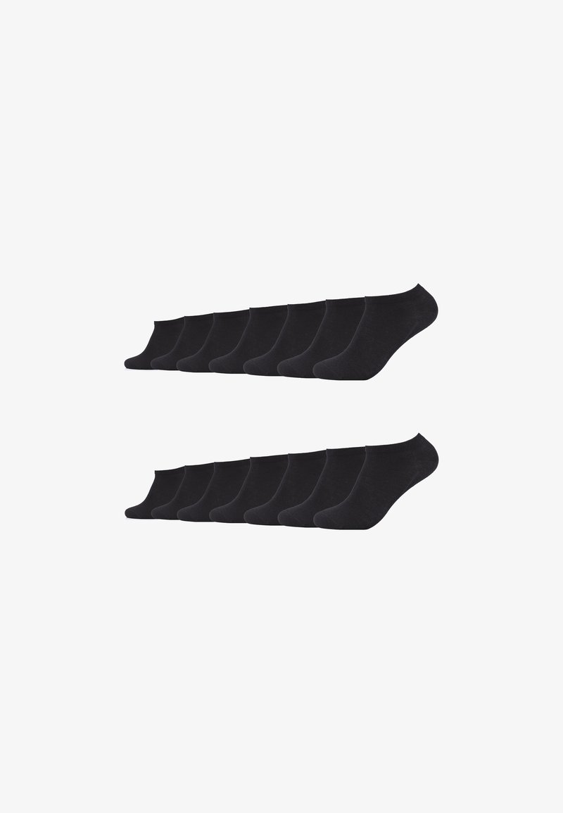 Sæt med 12 sorte ankelstrømper, lavet af et blødt, strækbart stof. Har et simpelt design uden synlige mønstre eller logoer.