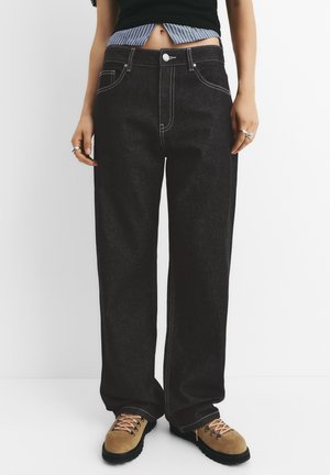 STAR EMBROIDERED - Jean droit - black