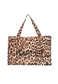 Sac fourre-tout à imprimé léopard mettant en avant un grand design "HARPER" en noir, fabriqué en tissu avec des poignées renforcées pour plus de durabilité.