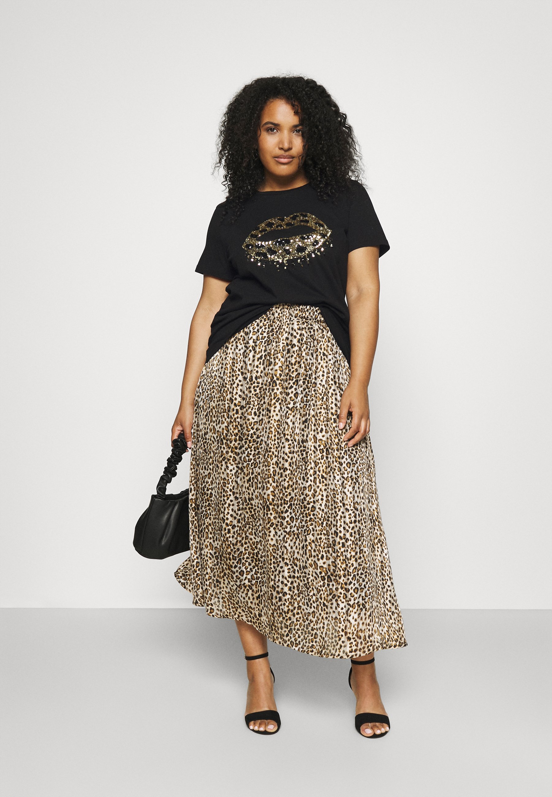 SEQUIN LIPS - Print T-shirt - black 