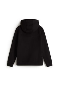 Svart huvtröja i en mjuk bomullsblandning, justerbar dragsträng i huood, långa ärmar och en avslappnad passform med ribbad mudd och nederkant.