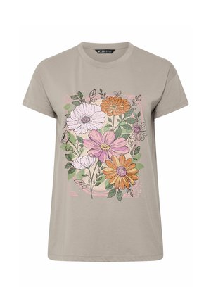 Yours Clothing, PLUS SIZE SHORT SLEEVE T-SHIRTS - T-shirt con stampa - light brown