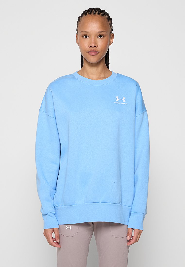 Felpa blu chiaro con scollo rotondo, polsini e orlo a coste. Presenta un logo bianco sull'area sinistra del petto. Realizzata in tessuto morbido.