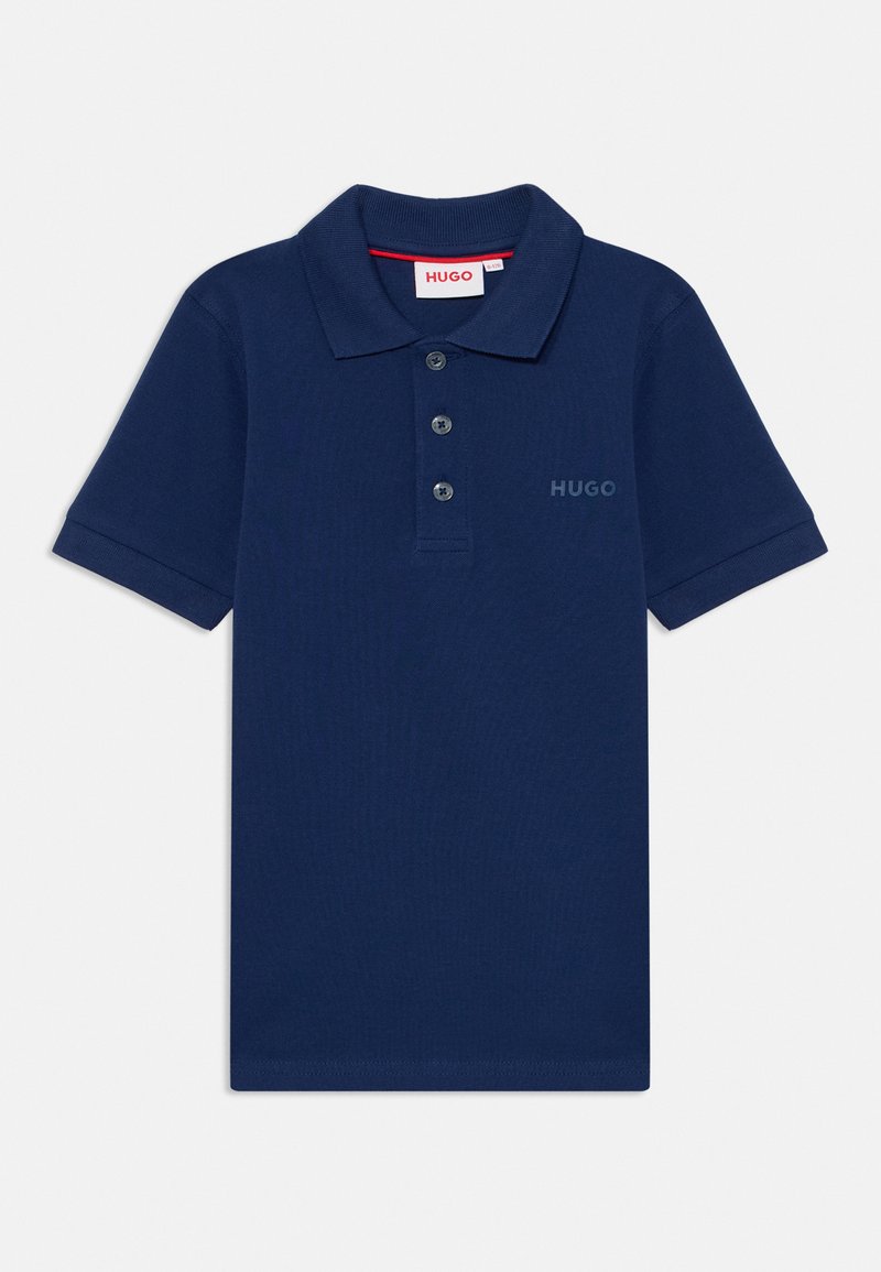 Marineblauwe polo gemaakt van glad katoen. Beschikt over een klassieke kraag, een placket met drie knopen en een subtiele logodetail in de stof.