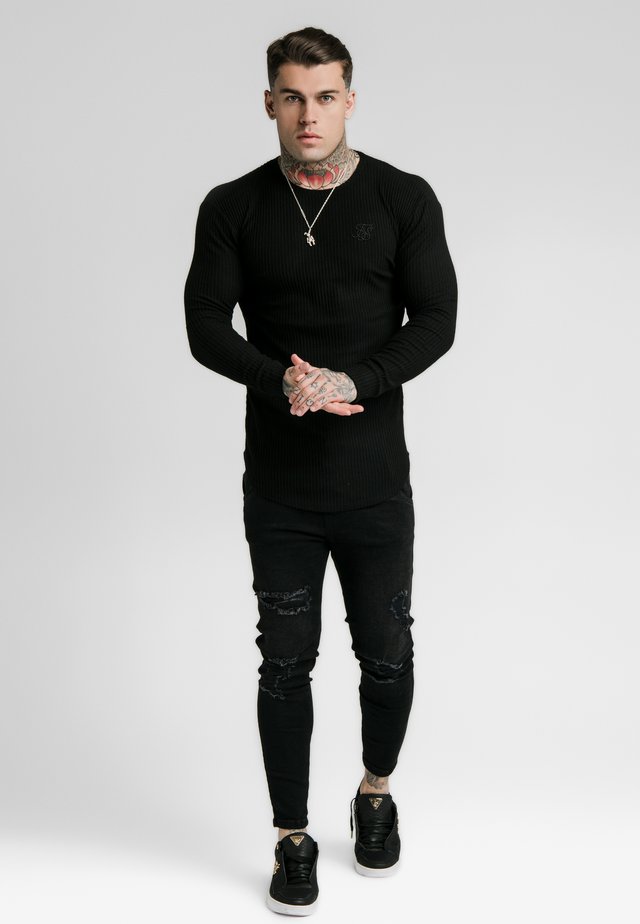 LONG SLEEVE BRUSHED GYM TEE - Camiseta de manga larga - black