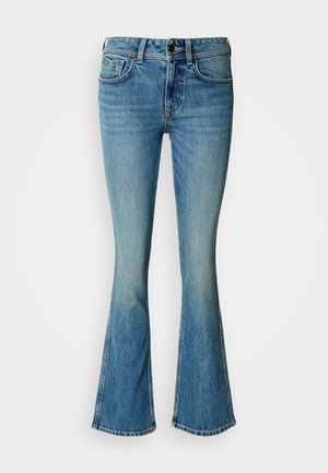 Φαρδιά τζιν παντελόνια σε ανοιχτό μπλε χρώμα με ψηλή μέση, που διαθέτουν πέντε τσέπες και κλείσιμο με κουμπί. Το ύφασμα έχει μια διακριτική παλαίωση και ελαφριά υφή.