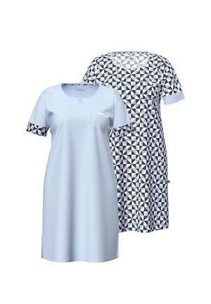 Ulla Popken T-SHIRT DRESSES, 2-PACK, CHECK, CREW NECK, SHORT SLEEVE - Nachtjapon - pale blue