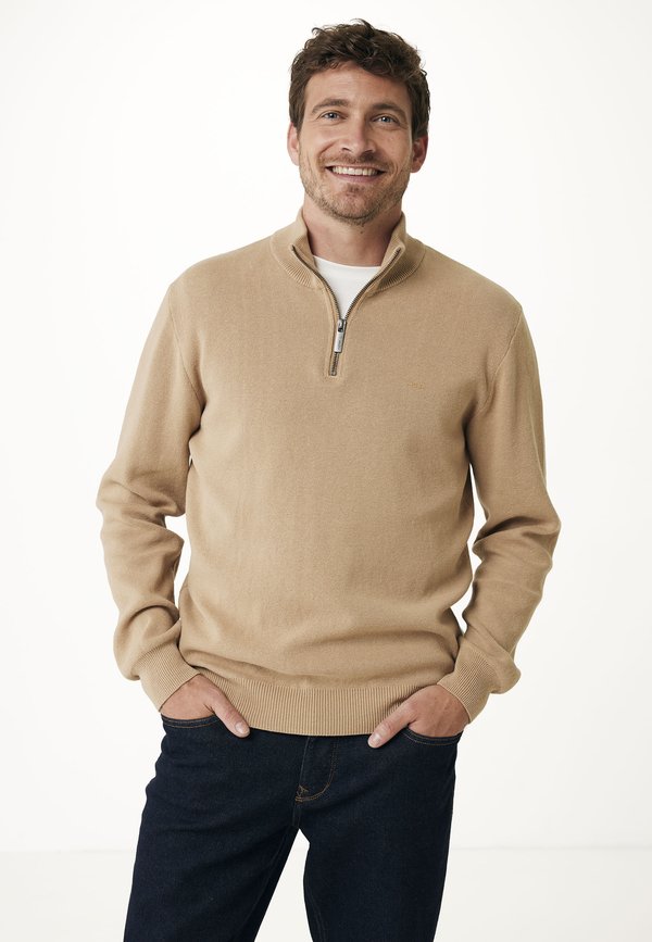 HALF ZIP - Strickpullover - dark sand