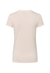 Pale pink, short-sleeve t-shirt with a round neckline. Soft, smooth fabric with a simple, clean design and no visible patterns or embellishments.
