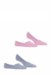 Lichte, naadloze flats in roze en lichtblauw. Zachte stof met een gladde textuur en een minimalistisch ontwerp. Lage silhouet.