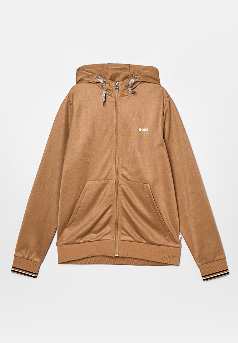 BOSS Kidswear Sweater met rits lichtbruin