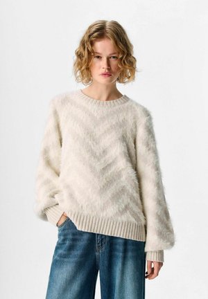 OBJHOLLOW L/S - Striktrøje - white sand