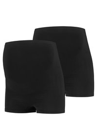 Shorts modellanti neri con fascia elastica in vita, texture liscia e taglio a metà coscia. Progettati per comfort e discrezione sotto i vestiti.