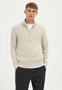 Selected Homme HIGH NECK - Pulover - oatmeal