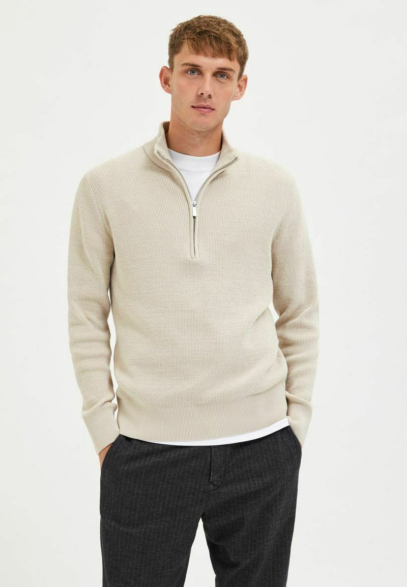 Selected Homme HIGH NECK - Pulover - oatmeal