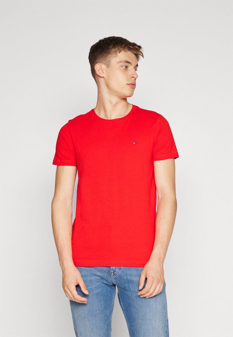 Tommy Hilfiger STRETCH SLIM FIT TEE - Jednoduché tričko - fierce red