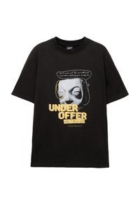 WITH RAISED SLOGAN AND GRAPHIC - Print T-shirt - black