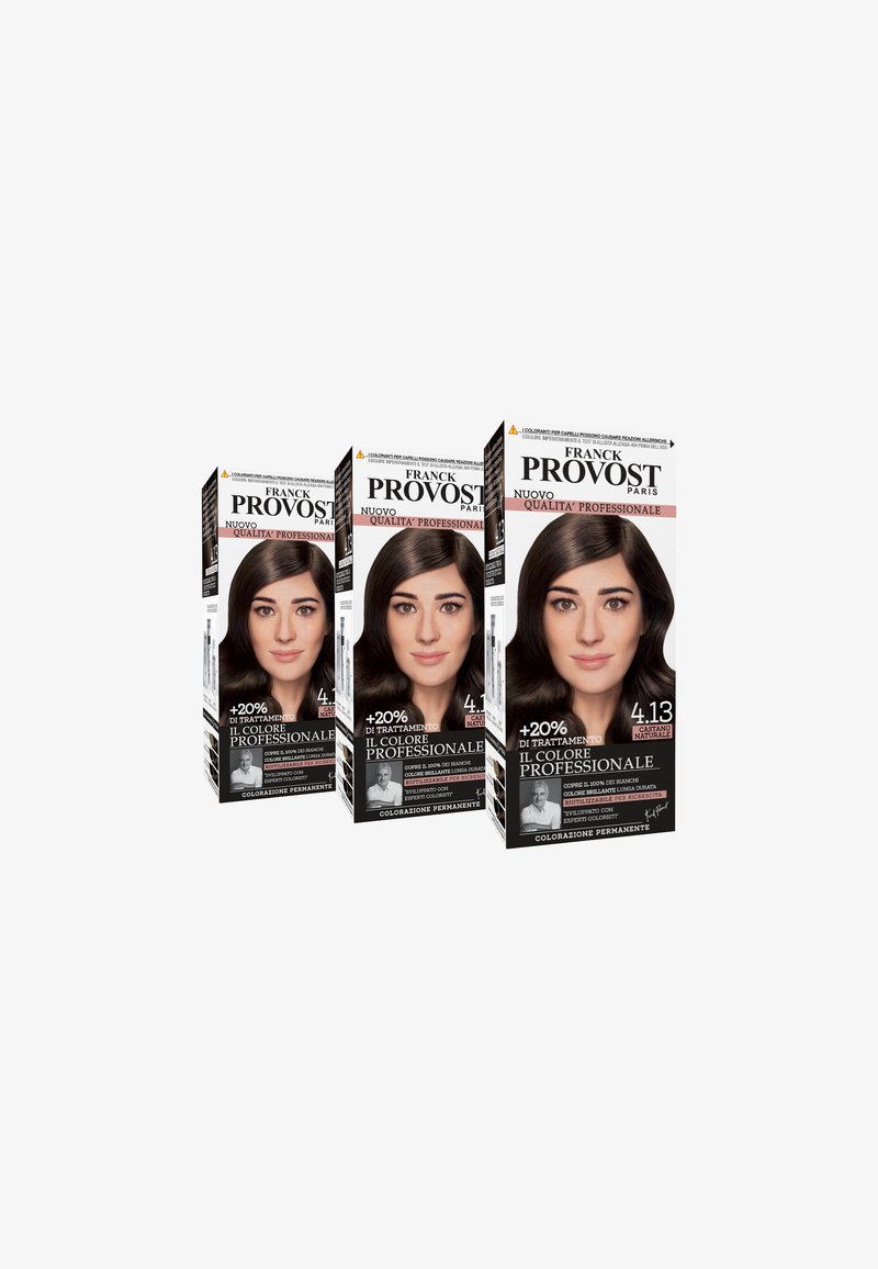 Franck Provost - FRANCK PROVOST TINTA CAPELLI COLORE PROFESSIONALE A DOMICILIO VALORIZZA RIFLESSI E BRILLANTEZZA PENNELLO DI PRECISIONE INCLUSO - 3 PACK - Tinte capelli - castano naturale, Ingrandire