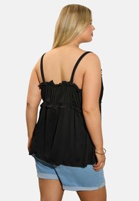 Yours Clothing FRILLED TIE FRONT - Linne - black