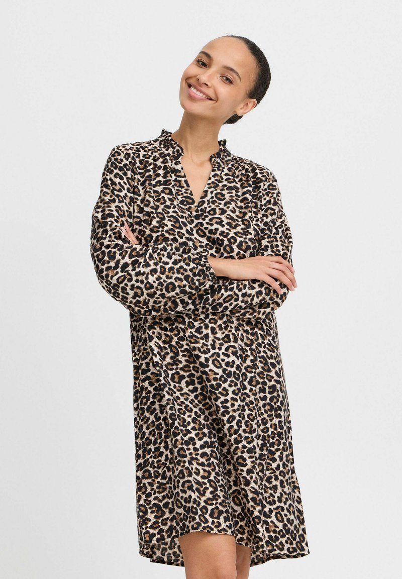 Robe Femme Élégante MICKURY - Col V, Manches Courtes, Boutonnée - Confortable & Tendance Été