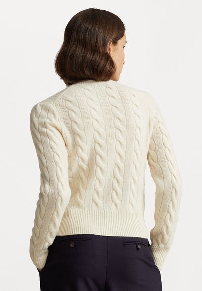 Polo Ralph Lauren CABLE KNIT WOOL CASHMERE CARDIGAN - Adīta jaka - authentic cream