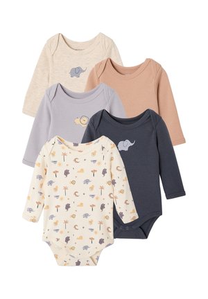 Vertbaudet, VERTBAUDET 5ER-PACK BABY SCHLUPFBODYS MIT TIERMOTIVEN PETIT BATEAU - Body - cappuccino