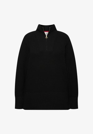 Ulla Popken TROYER COLLAR LONG SLEEVE - Striktrøje - black
