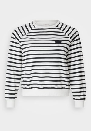 ONLY Carmakoma CARJUDY STRIPE HEART O NECK  - Sweatshirt - cloud dancer/night sky