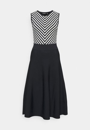STRIPED SLEEVELESS DRESS - Jumper dress - black/pale cream