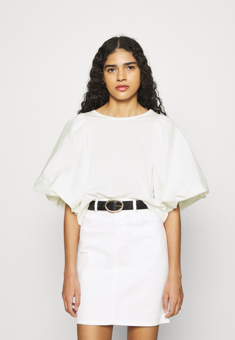 Elfrida Ss Contrast Boxy Tee Stripe Dark Sapphire Snow White