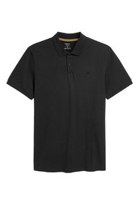Sort polo-shirt lavet af en blanding af bomuld, med krave, korte ærmer og et diskret logo på venstre bryst. Klassisk pasform.