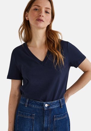 COL V  - T-shirt basique - marine