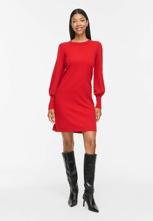 VILA, VIKERRY O-NECK KNIT DRESS - NOOS - Robe pull - mars red