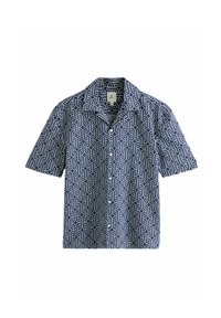 Next LINEN BLEND PRINTED SHORT SLEEVE .  - REGULAR FIT - Hemd - navy blue