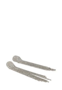 Silberne Haarnadeln mit Fransen-Design, die ein Gitter aus kleinen, funkelnden Strasssteinen, eine glatte Textur und abgerundete Enden aufweisen.