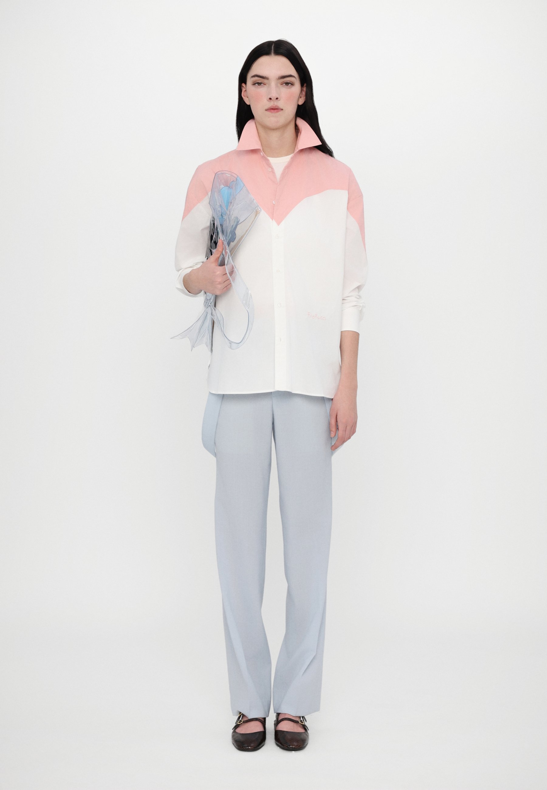 売れ筋商品|||フィオルッチ シャツ レディース トップス EMBROIDERED HEART SHIRT - Button-down blouse - white/light pink Fiorucci EMBROIDERED HEART SHIRT - Button-down blouse