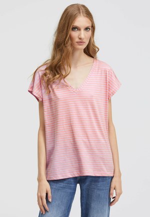 MIT V-AUSSCHNITT - T-Shirt print - flamingo