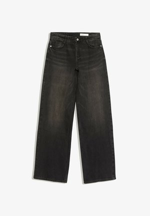 Bershka, LOW-RISE WIDE-LEG - JEANS - Wide Leg - black