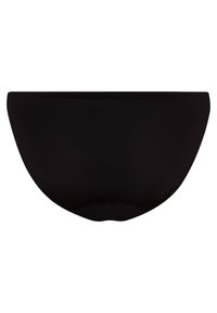 Schwarze Baumwollunterhosen mit glatter Textur, nahtlosem Design und voller Abdeckung. Keine zusätzlichen sichtbaren Muster oder Akzente.