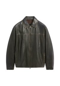 DISTRESSED EFFECT - Leather jacket - mottled dark brown