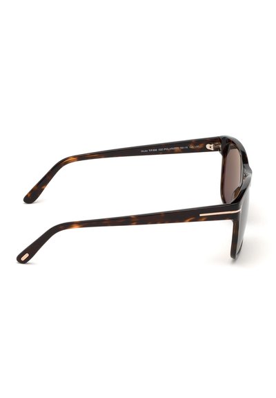 Sköldpaddsögon med polariserade bruna linser. Rektangulär ramdesign med raka armar och subtila metallaccenter.