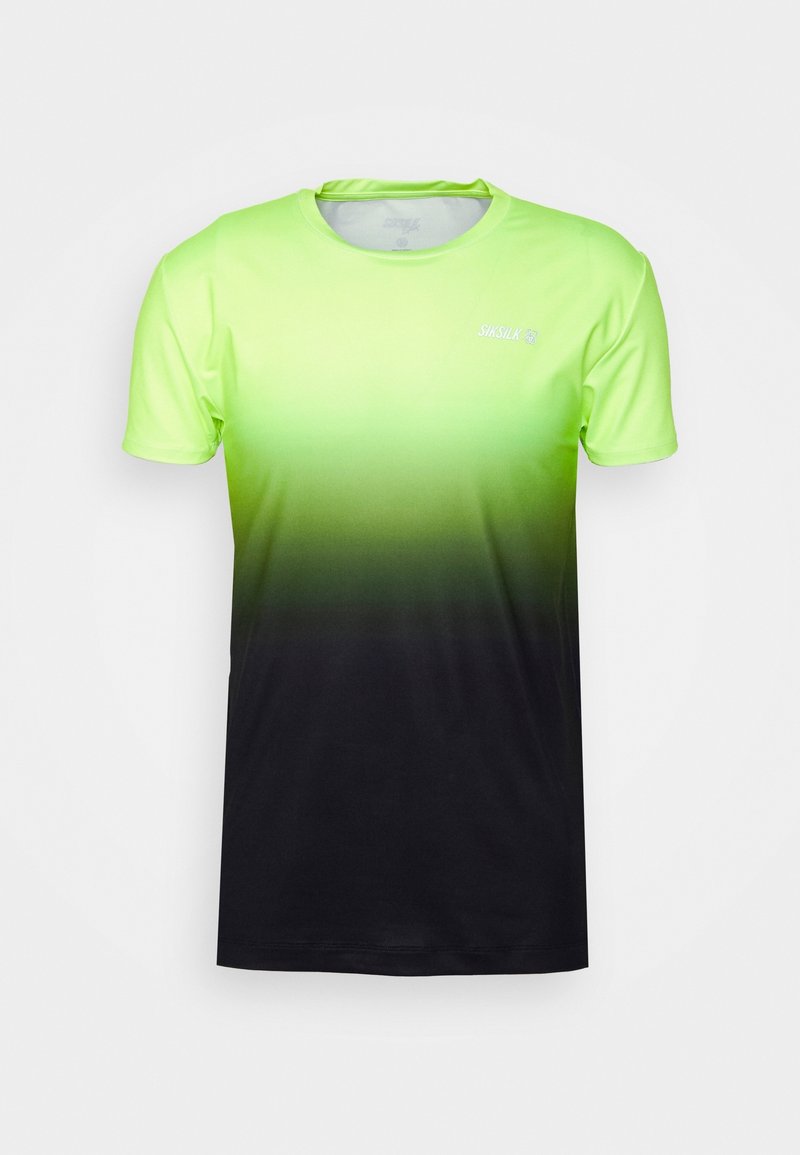 T-shirt med en grön till svart gradient i lätt tyg, med rund halsringning och korta ärmar. Logotypen från märket på framsidan.