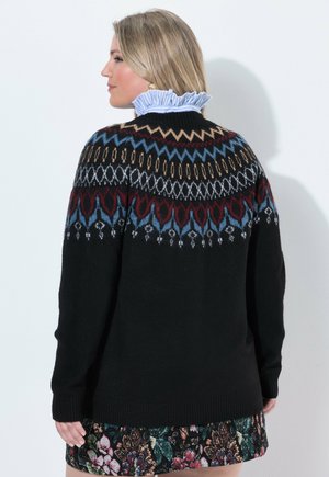 Ulla Popken, LONG SLEEVE SWEATER - Striktrøje - black