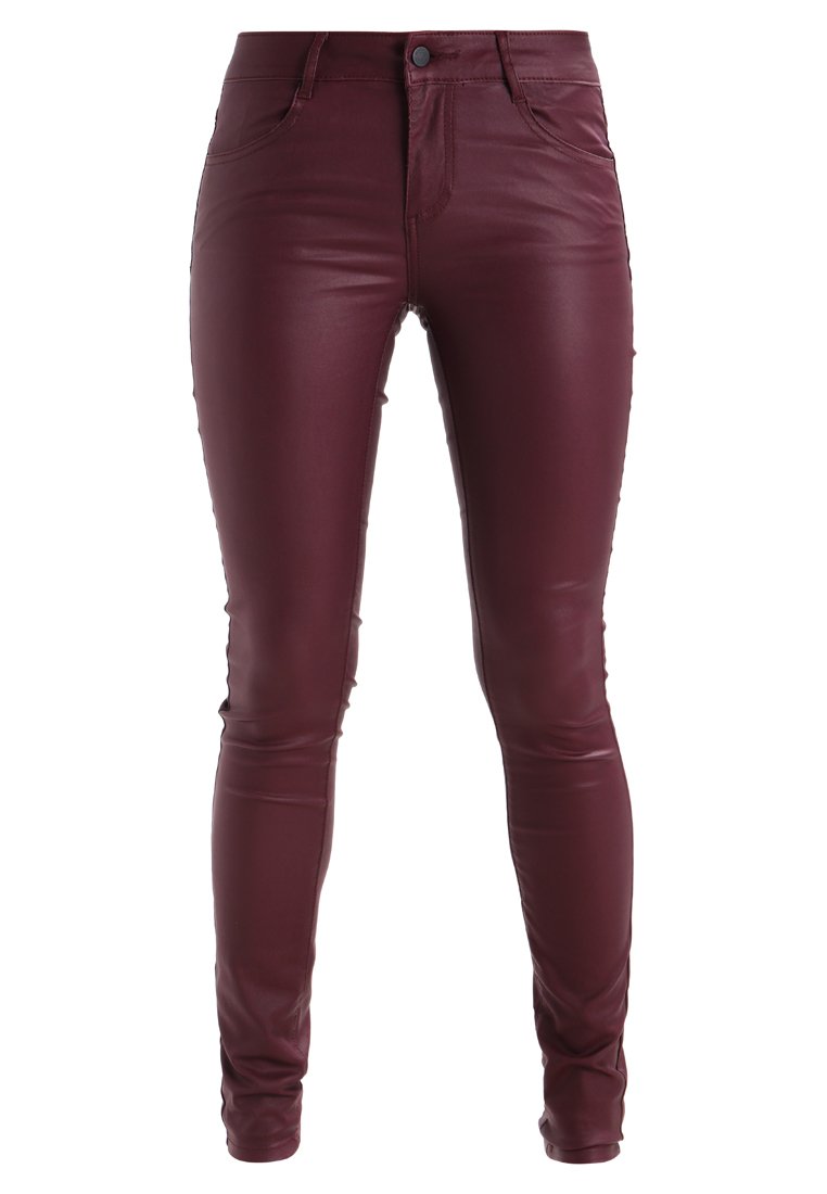 Vila VICOMMIT COATED NEW PANT - Jeans Skinny Fit - bordeaux/donkerpaars -  Zalando.nl
