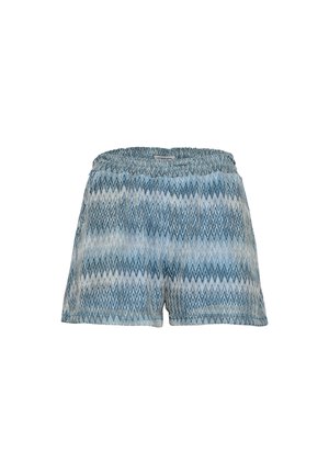 Pantaloni corti a fantasia con un design a zigzag in diverse sfumature di blu e bianco. Realizzati in un tessuto leggero con una vita elastica.