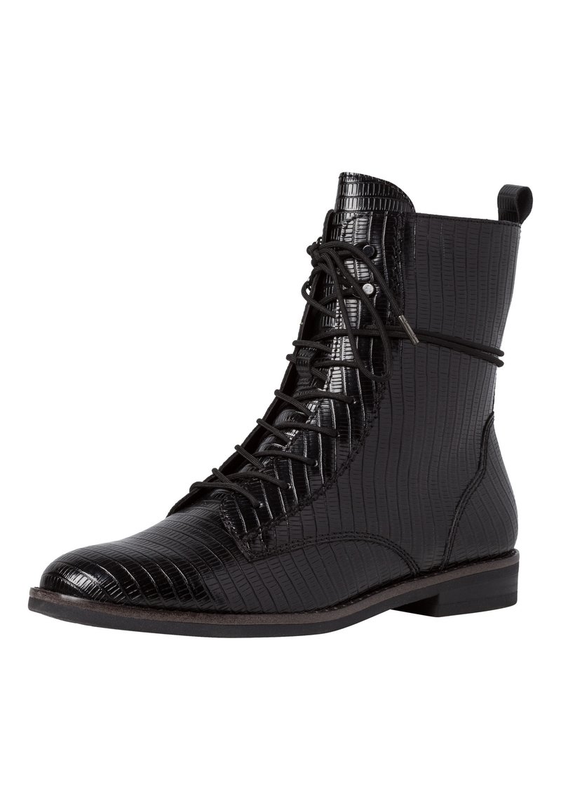 Damen Sneaker | Tamaris Schnürstiefelette black struct/schwarz-metallic - ZU31033 Damen Sneaker | Tamaris Schnürstiefelette black struct/schwarz-metallic - ZU31033